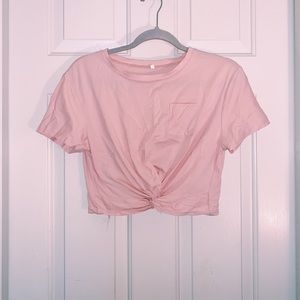 Pink Twist Front Crop Top